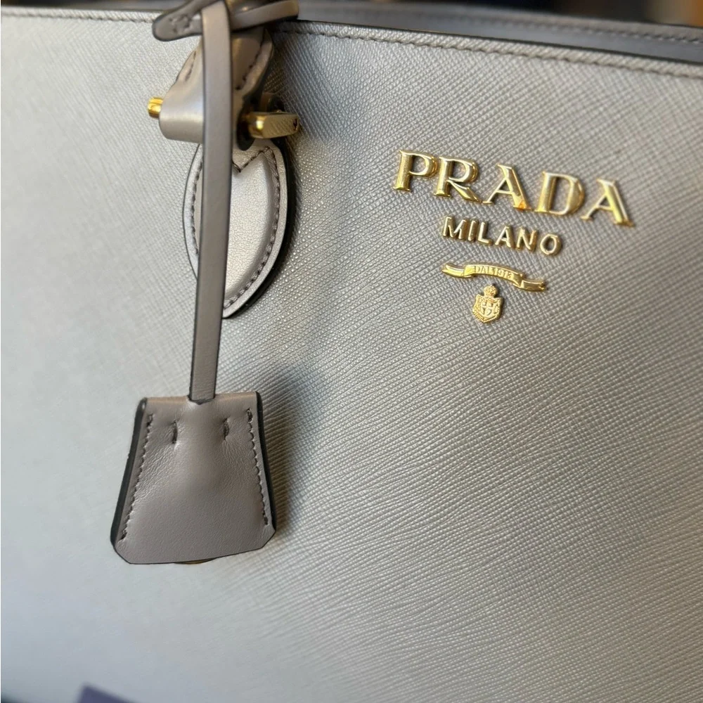 Prada Gray Leather Tote Bag - Picture 3 of 7